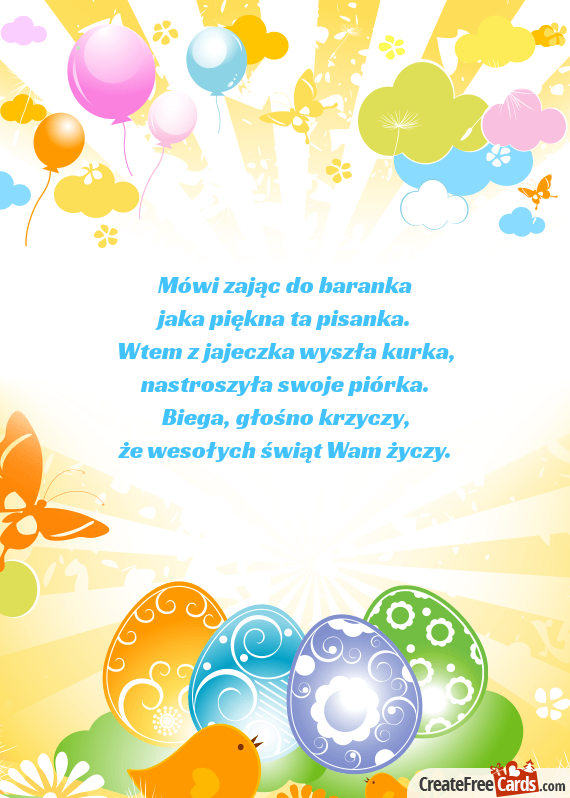 Mówi zając do baranka - Gotowa kartka wielkanocna